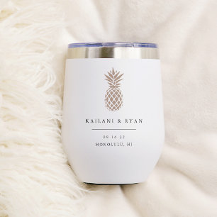 Tropical Pineapple Destination Wedding Favor Thermal Wine Tumbler