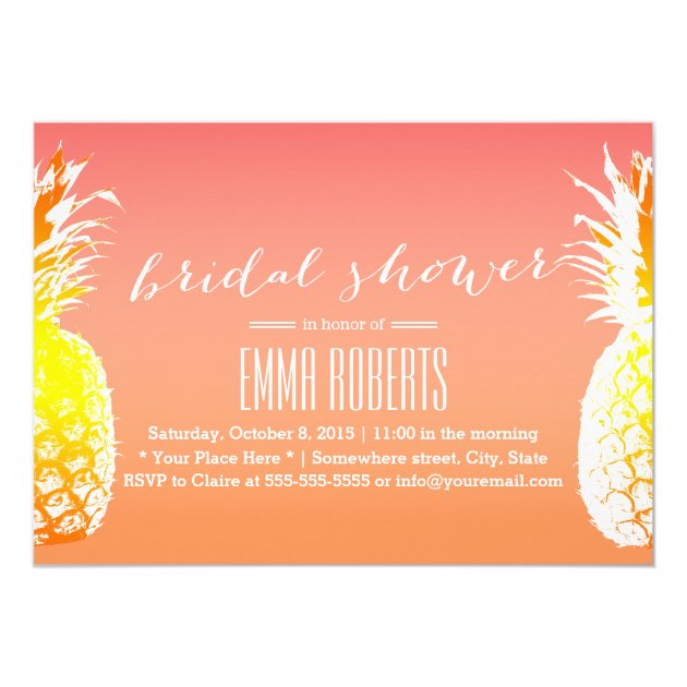 Tropical Pineapple Elegant Bridal Shower Invitation
