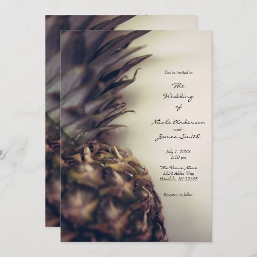 Tropical Pineapple Elegant Island Beach Wedding Invitation