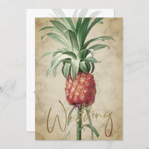 Tropical Pineapple Elegant Modern Gold Wedding Invitation