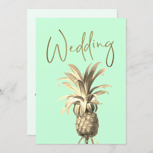 Tropical Pineapple Elegant Modern Gold  Wedding Invitation