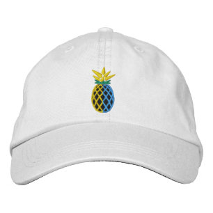 Tropical Pineapple Embroidery Graphic on Embroidered Baseball Hat