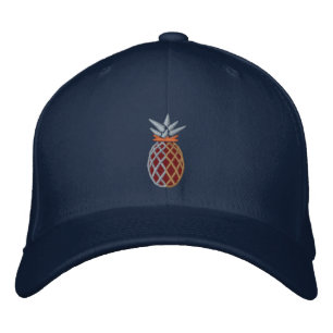 Tropical Pineapple Embroidery Graphic on Embroidered Baseball Hat