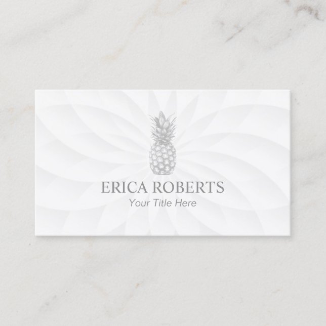 Tropical Pineapple Event Planning Classy White Business Card (Front)