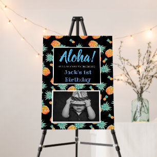 Tropical Pineapple First 1st Boy Birthday Photo Foam Board