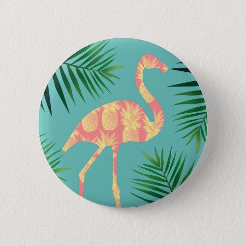 Tropical Pineapple Flamingo  Foliage Button