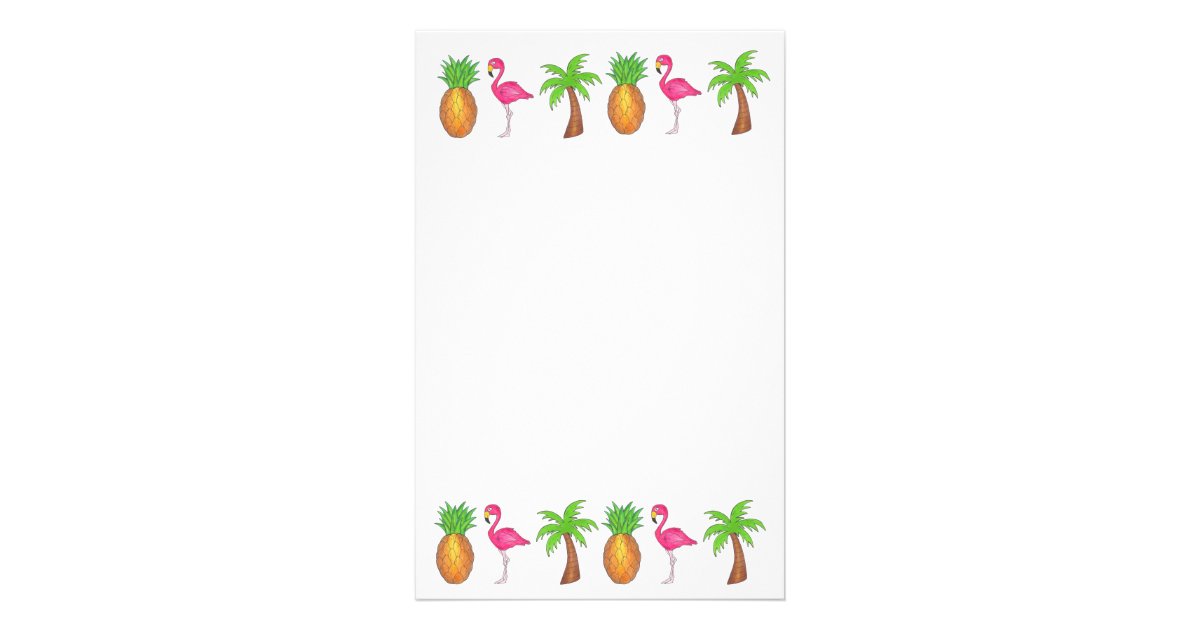 tropical pineapple flamingo palm tree stationery zazzle com