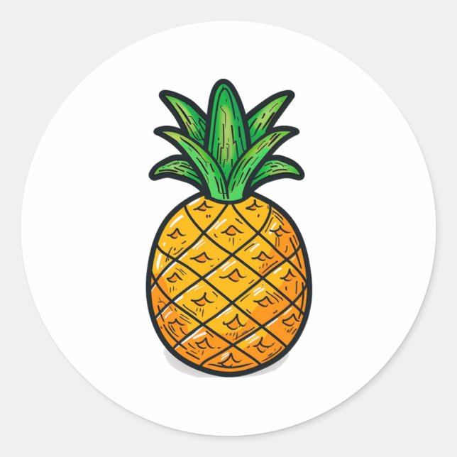 Tropical Pineapple: Flavor of Summer Classic Round Sticker (Front)