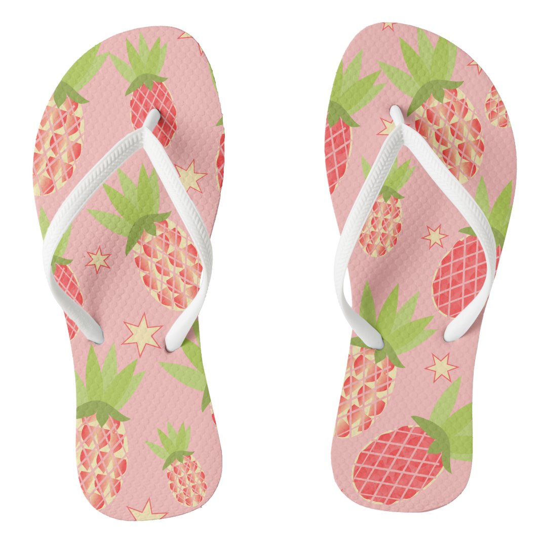 Tropical pineapple flip flops Zazzle