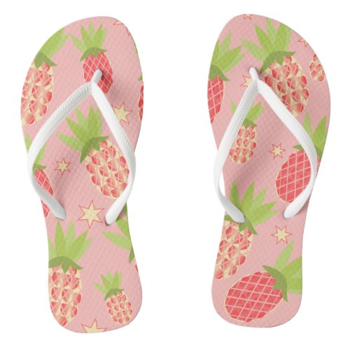 Tropical pineapple flip flops