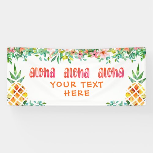 Tropical Pineapple Floral ALOHA Personalized Banner