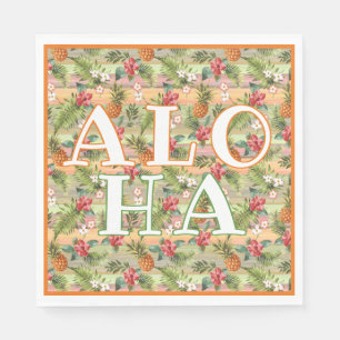 Tropical Pineapple Floral Botanical Leaves Pattern Napkins