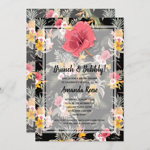 Tropical Pineapple Floral Bridal Shower Invitation