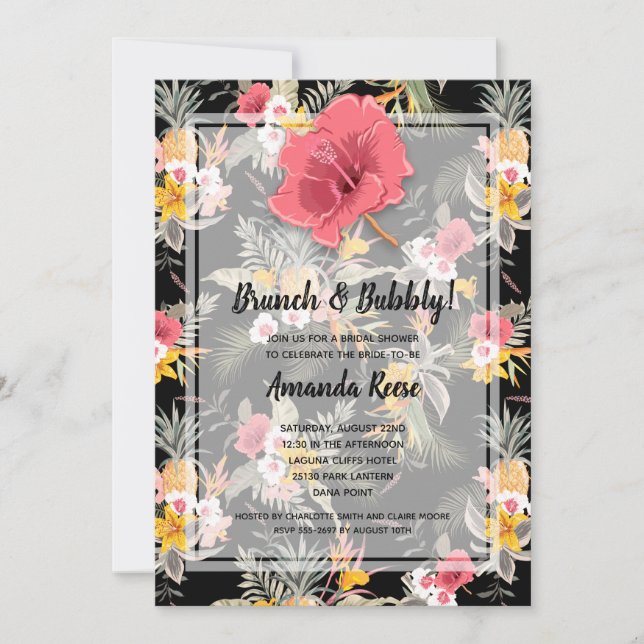 Tropical Pineapple Floral Bridal Shower Invitation (Front)