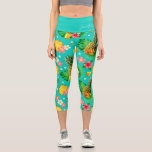 Tropical Pineapple Floral Personalized Name Capri Leggings<br><div class="desc">This modern design features a tropical pineapple floral pattern with your personalized name. Personalize by editing the text in the text box provided #leggings #clothing #apparel #gifts #fitness #sports #fitnessapparel #fitnessclothing #fashion #fashionable #style #stylish #trendy #trending #floral</div>