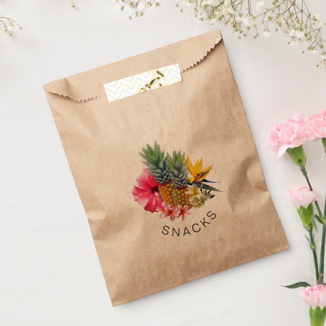 Tropical Pineapple Floral Snack Favor Bag (Sealed)