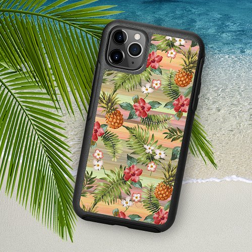 Tropical Pineapple Floral Watercolor Art Pattern iPhone 13 Case