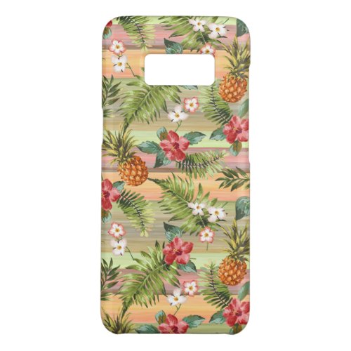 Tropical Pineapple Fruit Floral Stripes Pattern Case_Mate Samsung Galaxy S8 Case