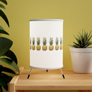 Tropical Pineapple Fruit Pattern White Tripod Lamp
