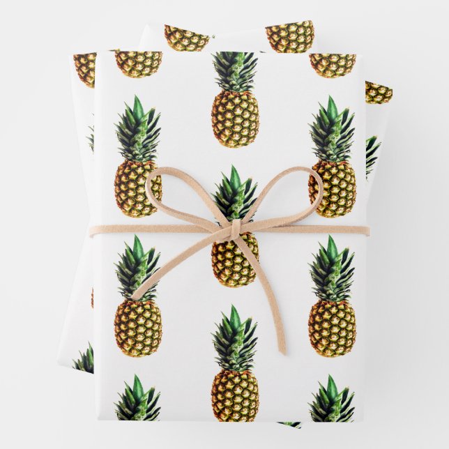 Tropical pineapple fruit photo pattern Christmas Wrapping Paper Sheets (In situ)