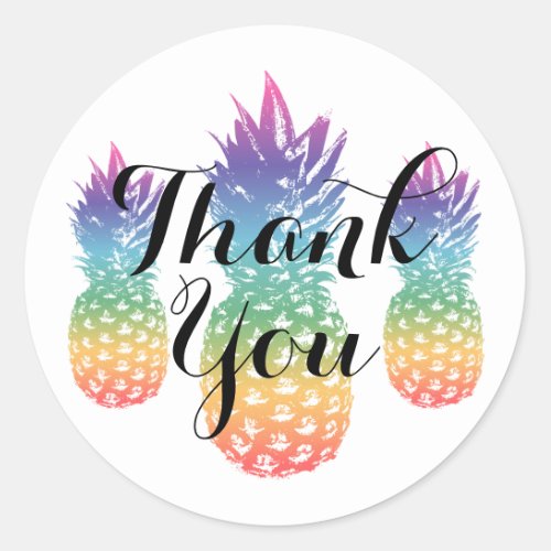 Tropical pineapple fruit thank you stickers