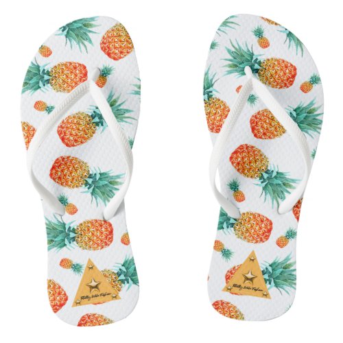 Tropical Pineapple Fruit White Flip Flop