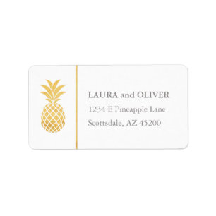 Tropical Pineapple Gold Address Labels
