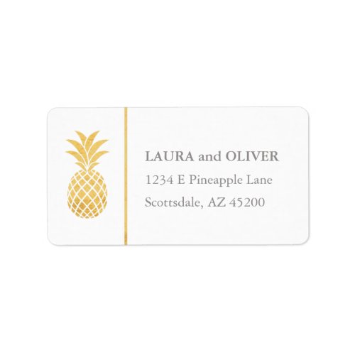Tropical Pineapple Gold Address Labels