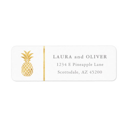 Tropical Pineapple Gold Return Address Labels