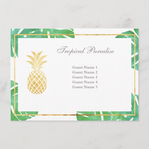 Tropical Pineapple Gold Seating Cards