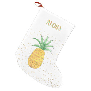 INTERESTPRINT Watercolor Hawaii Pineapple Christmas Stocking for Family Xmas Party Decoration Gift