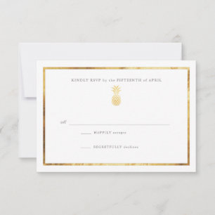 Tropical Pineapple Gold Wedding RSP RSVP Card