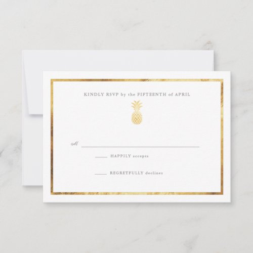 Tropical Pineapple Gold Wedding RSP RSVP Card