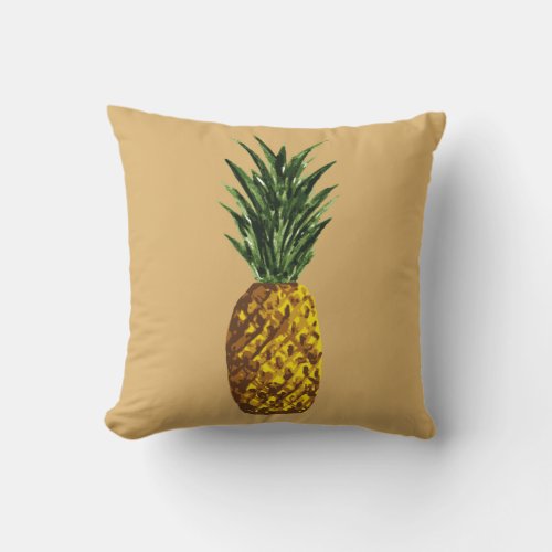 Tropical Pineapple Gold Yellow Throw Pillow