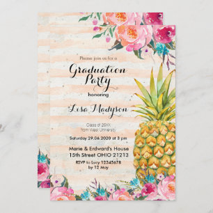 Tropical Pineapple Graduation Party card