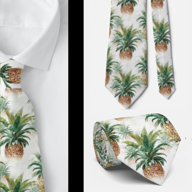 Tropical Pineapple Greenery Aloha Hawaii Hawaiian Neck Tie (Creator Uploaded)