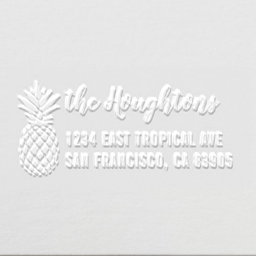 Tropical Pineapple Hand_written Return Address Embosser