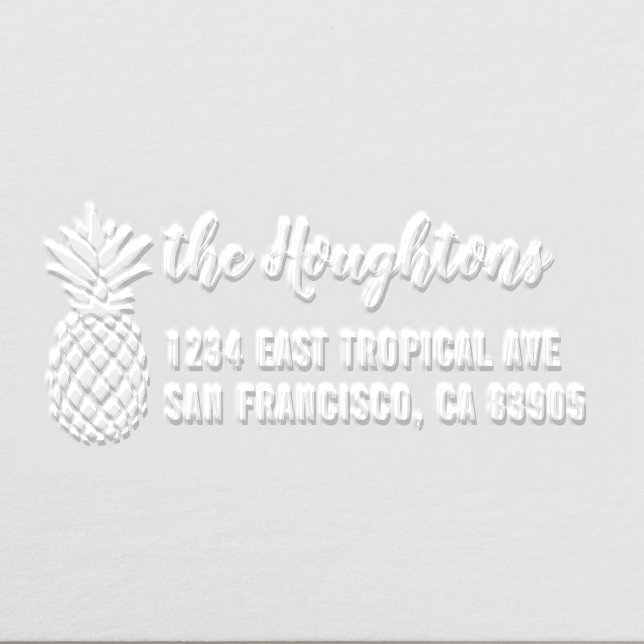 Tropical Pineapple Hand-written Return Address Embosser (Design)