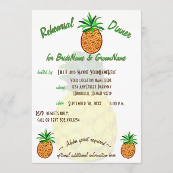 Tropical Pineapple Hawaii Rehearsal Dinner Invitation by Rebecca_Reeder at Zazzle