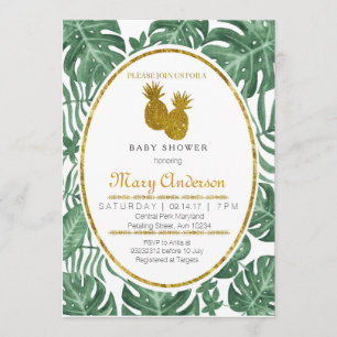 Tropical Pineapple Hawaiian Baby Shower Invitation