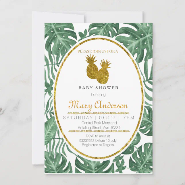Tropical Pineapple Hawaiian Baby Shower Invitation | Zazzle
