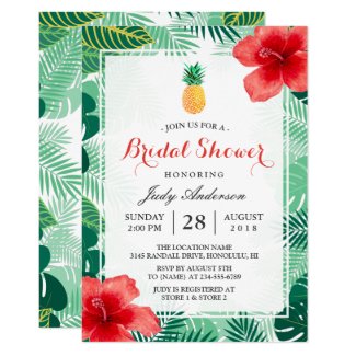 Tropical Pineapple Hawaiian Hibiscus Bridal Shower Card