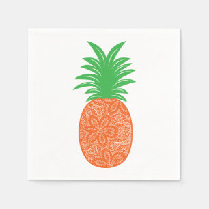 Tropical Pineapple Hawaiian Orange Green Wedding Napkins