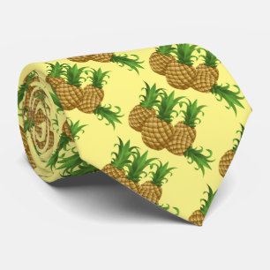 Tropical Pineapple Hawaiian Pattern Aloha Neck Tie