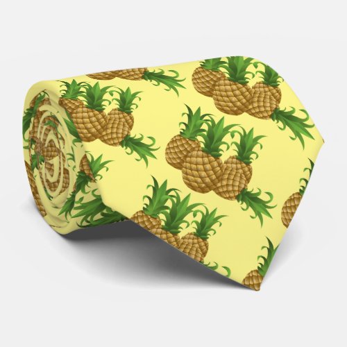 Tropical Pineapple Hawaiian Pattern Aloha Neck Tie