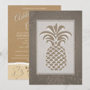 Tropical Pineapple Hearts Wedding Invitations