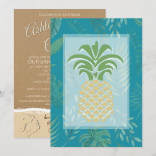 Tropical Pineapple Hearts Wedding Invitations