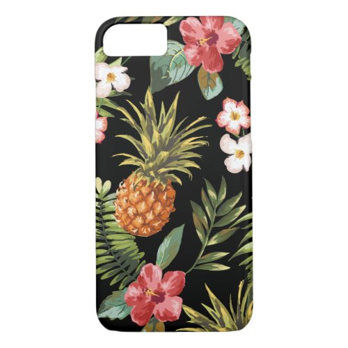 Tropical Pineapple Hibiscus Flowers iphone Cover