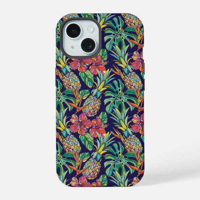 Tropical Pineapple Hibiscus Pattern Iphone Case (Back)