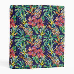 Tropical Pineapple Hibiscus Pattern Mini Binder